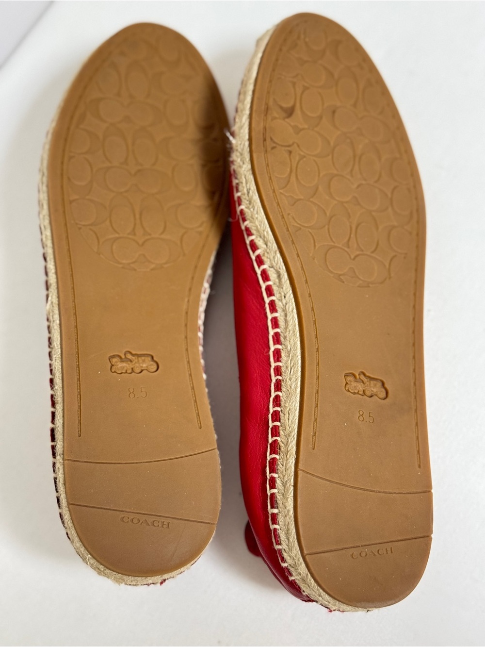 Coach Clara Red Leather Edpadrille Flats - Picture 9 of 9